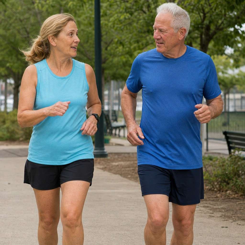 Two runners chatting at an easy conversational pace
