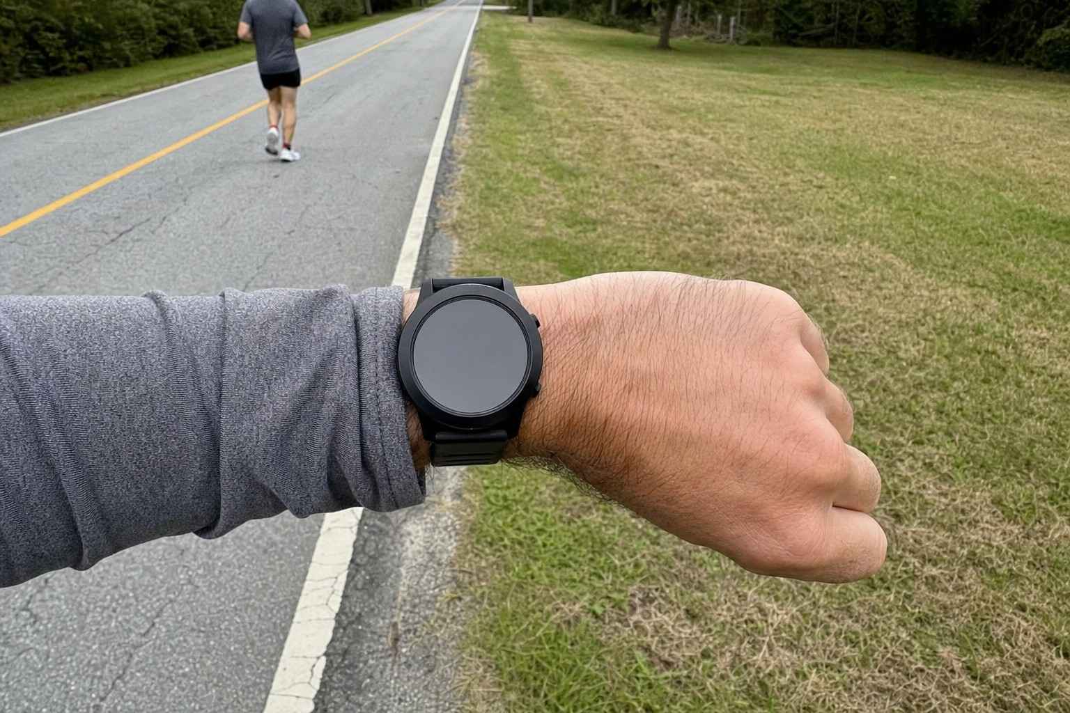 Close-up of a sport watch on a runner's wrist