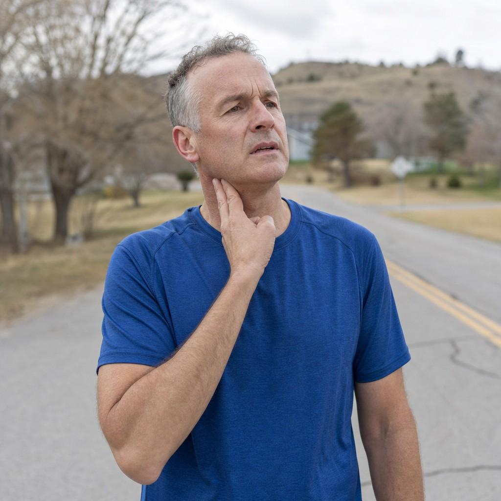 A runner checking their pulse at the neck