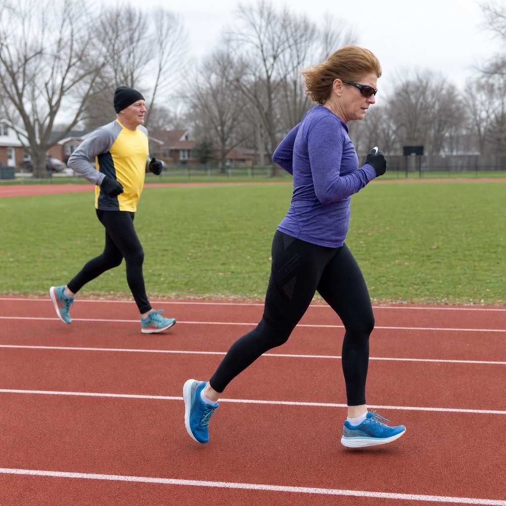 A runner jogging an interval on a track