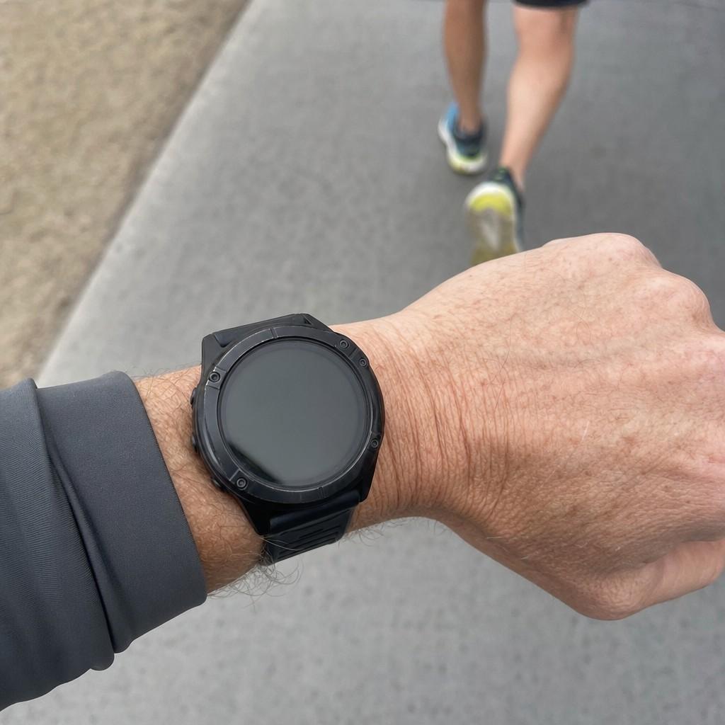 A sport watch during a walk-run interval