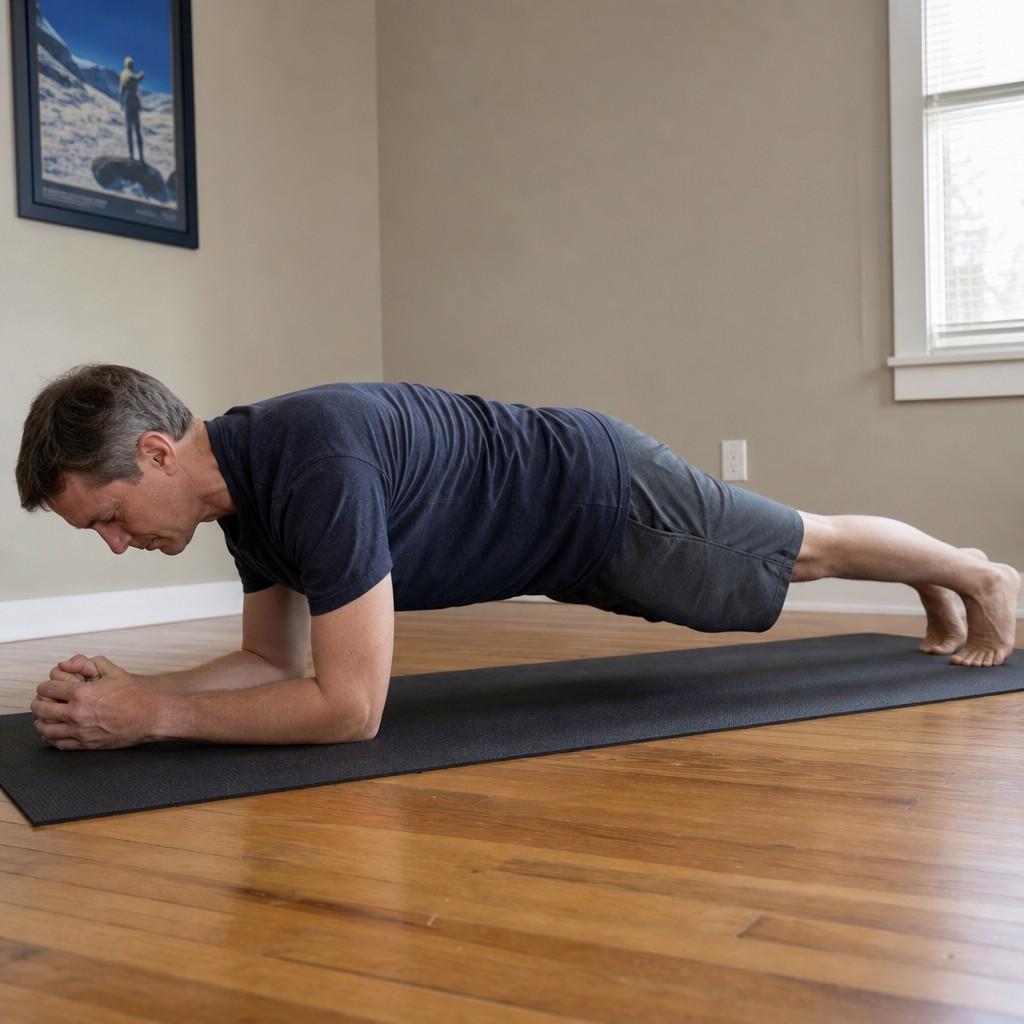 A runner holding a plank for core strength